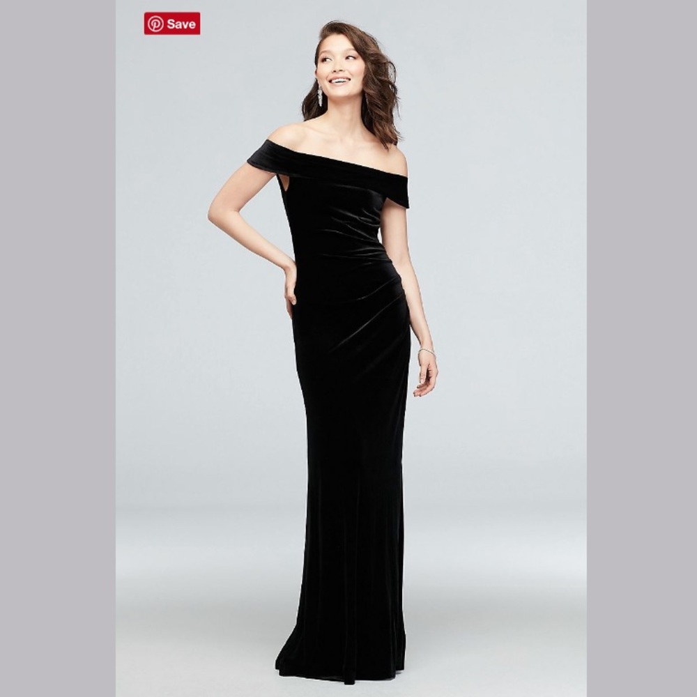 Black off the shoulder velvet dress. Never worn.